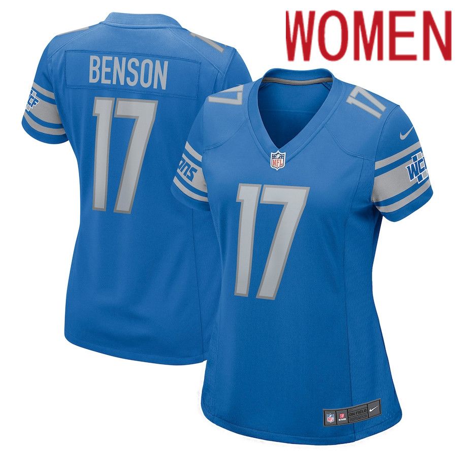 Women Detroit Lions 17 Trinity Benson Nike Blue Game NFL Jersey
